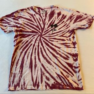 tokes plum tie dye cotton tee w black rose / size medium